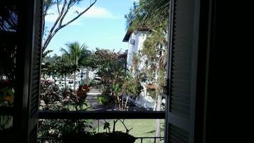 Desk, blackout curtains, iron/ironing board