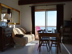 TV - 2-room apartment with parking, terraces, pets allowed, 100m from the beach (Saint-Cyprien)