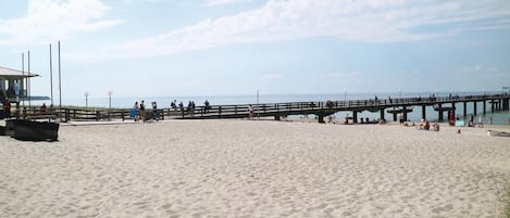 在海灘附近、釣魚