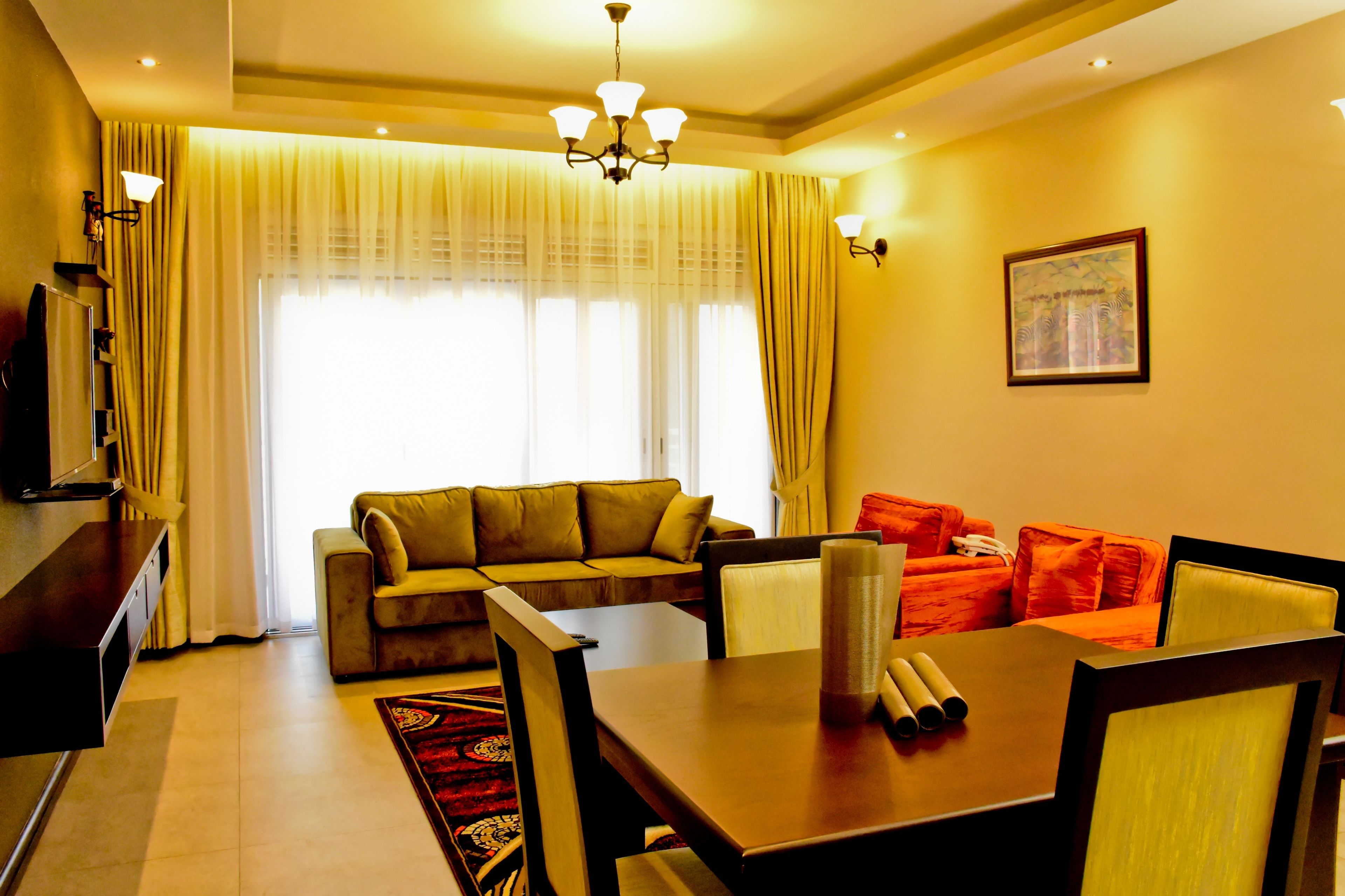 Family Apartment, 2 Bedrooms, Accessible, Hill View | Living area | Flat-screen TV