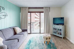 TV - Ocean-view condo with balcony & pool access - steps from the beach (Ocean City)