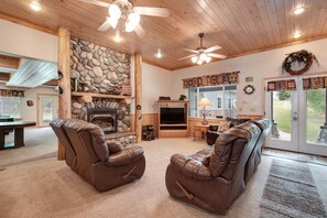 TV, fireplace, DVD player, table football