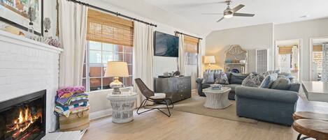 TV, fireplace, DVD player