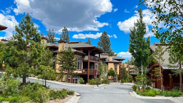 Un quartier résidentiel avec des maisons modernes, une route sinueuse et une végétation luxuriante tout autour.