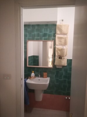 Hair dryer, towels, toilet paper