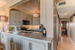 Condo, 2 Bedrooms | Private kitchen | Fridge, oven, coffee/tea maker - Oceanfront Beach Escape Condo with WiFi by RedAwning (Fernandina Beach)