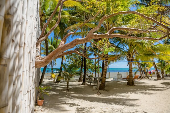 Nær stranden og strandhåndklær