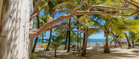 En la playa y toallas de playa