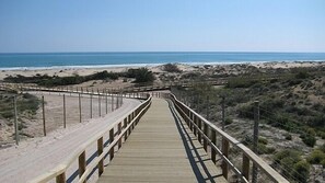 Beach nearby, sun loungers, beach towels