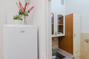 Estudio | Cocina privada | Frigorífico grande, microondas, horno y tostadora