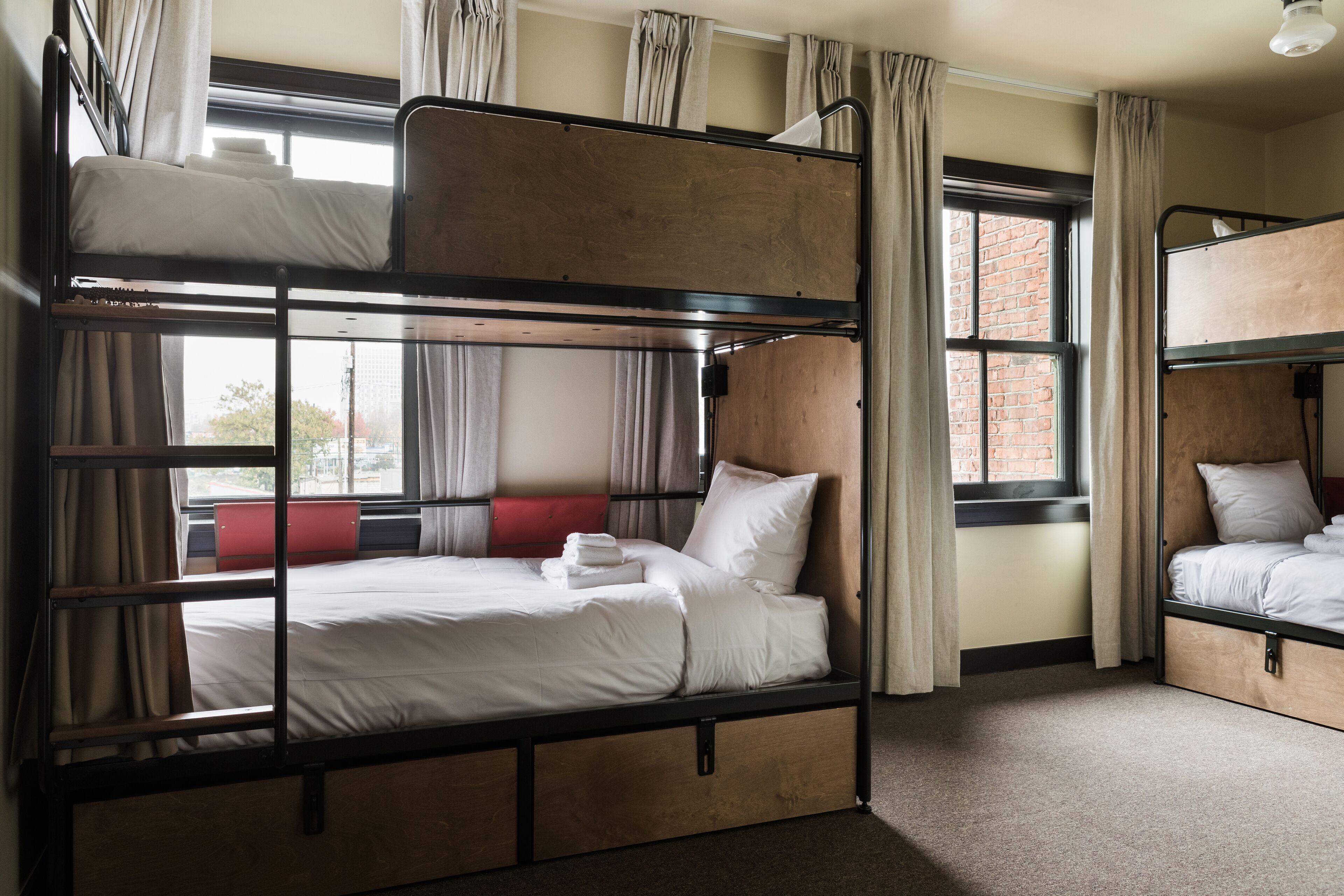 down duvets, desk, blackout curtains, iron/ironing board