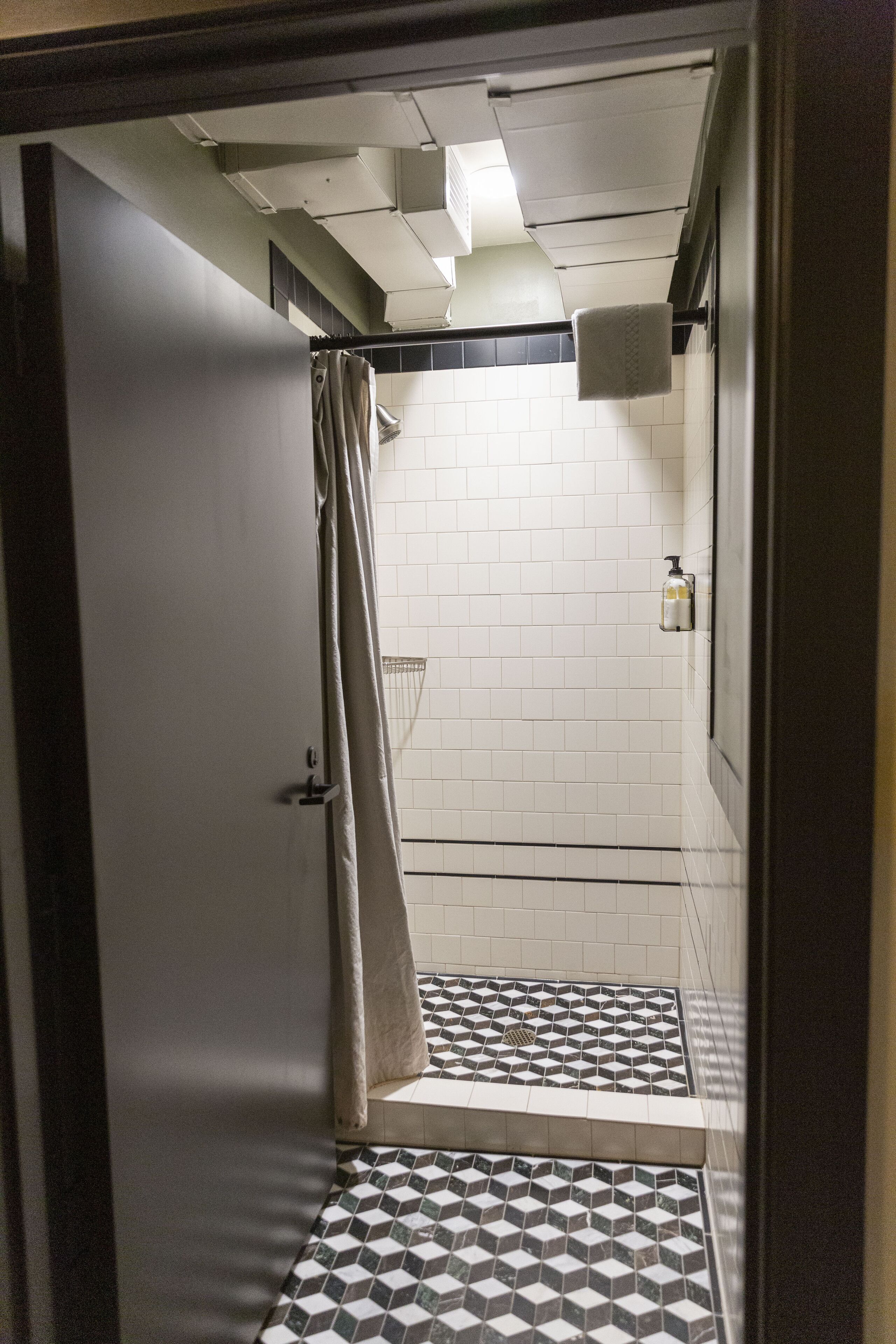 shower, designer toiletries, hair dryer, towels