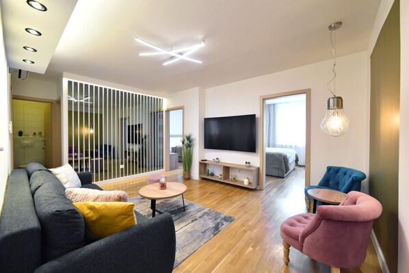 Superior Apartment Ilica | Living area | Flat-screen TV - Apartment First Choice Ilica (Zagreb)