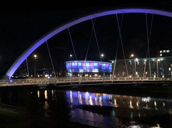A bridge with a stadium in the background. - Arcview by The Glasgow Collection (Glasgow)