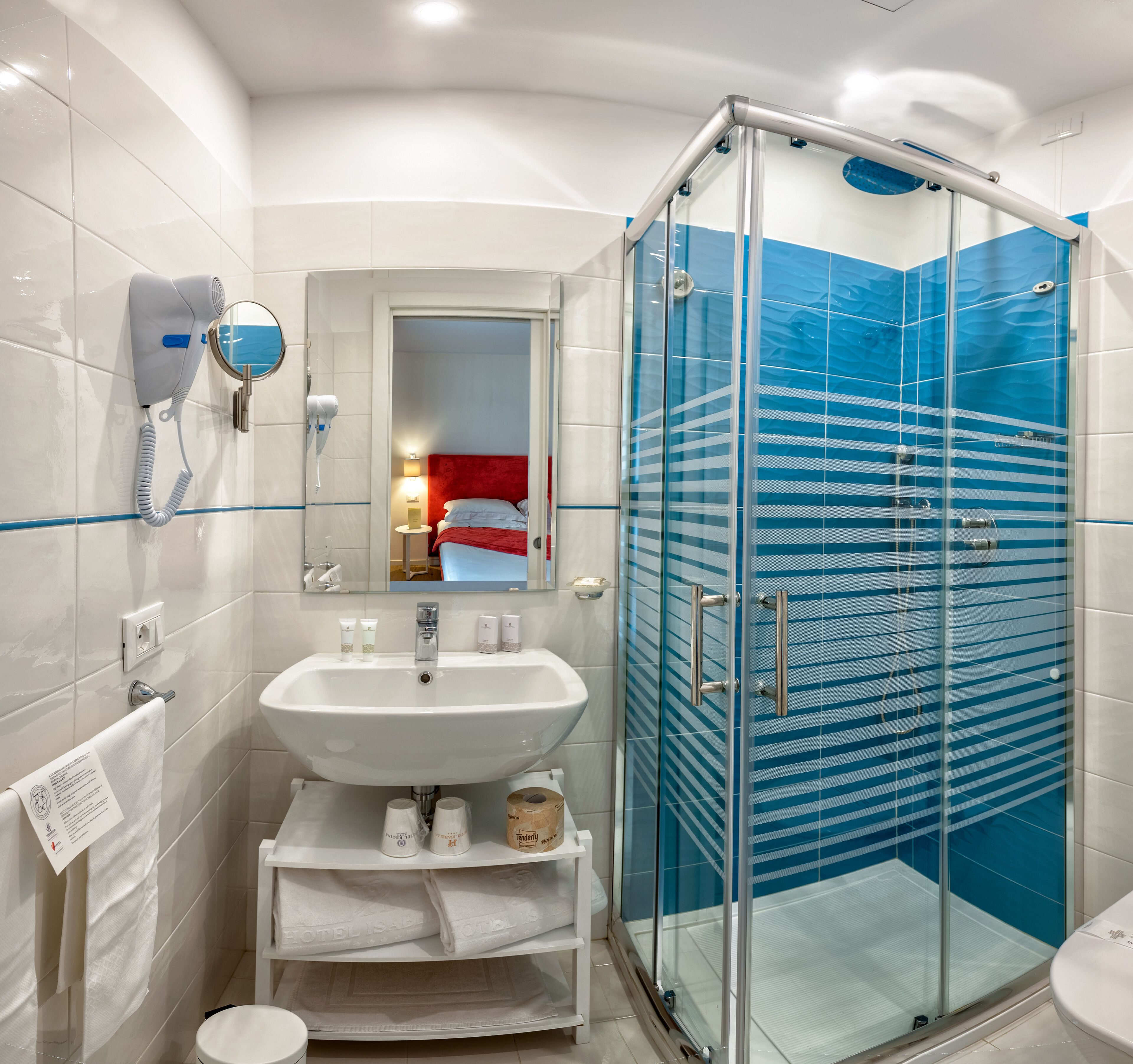 superior double or twin room | bathroom | shower, free toiletries, hair dryer, towels
