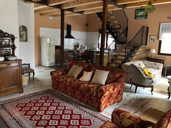 TV, fireplace, DVD player, foosball