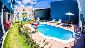 Outdoor pool, open 8:00 AM to 6:00 PM, sun loungers