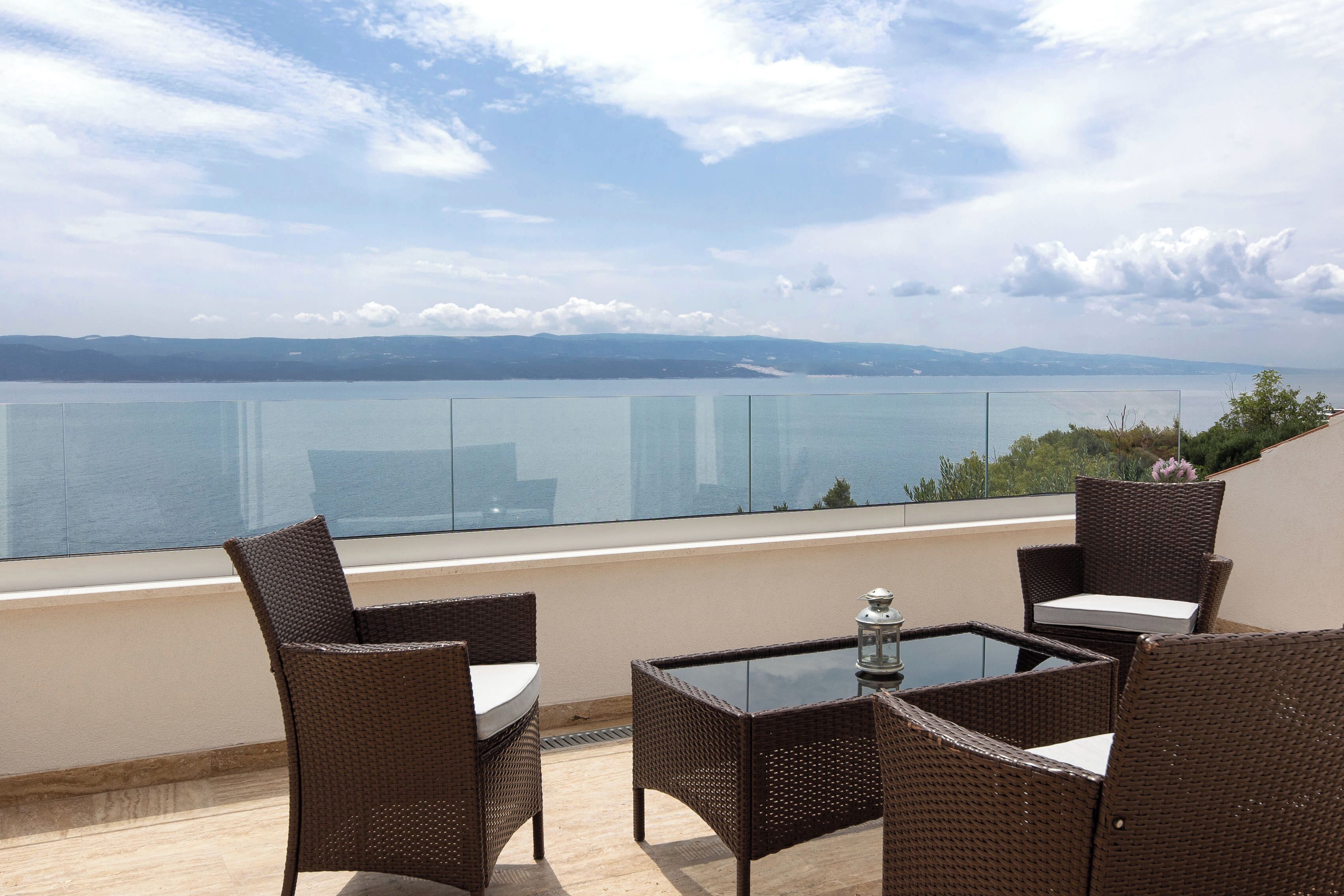 Panoramic-Villa, 3 Schlafzimmer, eigener Pool, Meerblick | 3 Schlafzimmer, Bettwäsche aus ägyptischer Baumwolle