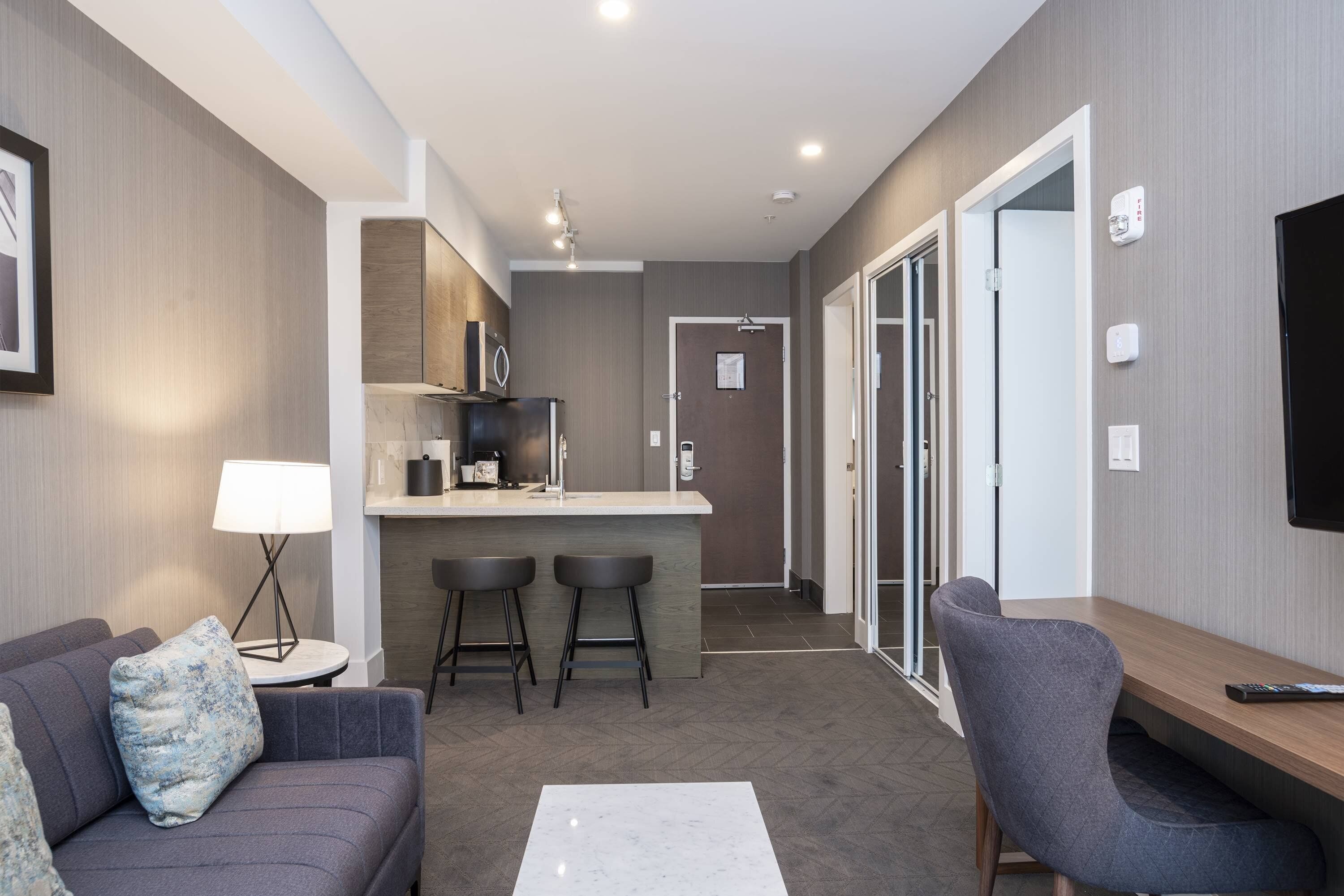 standard suite, 1 king bed, kitchen | 1 bedroom, in-room safe, desk, laptop workspace