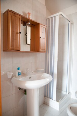 Regadera, secadora de cabello, bidet, toallas 