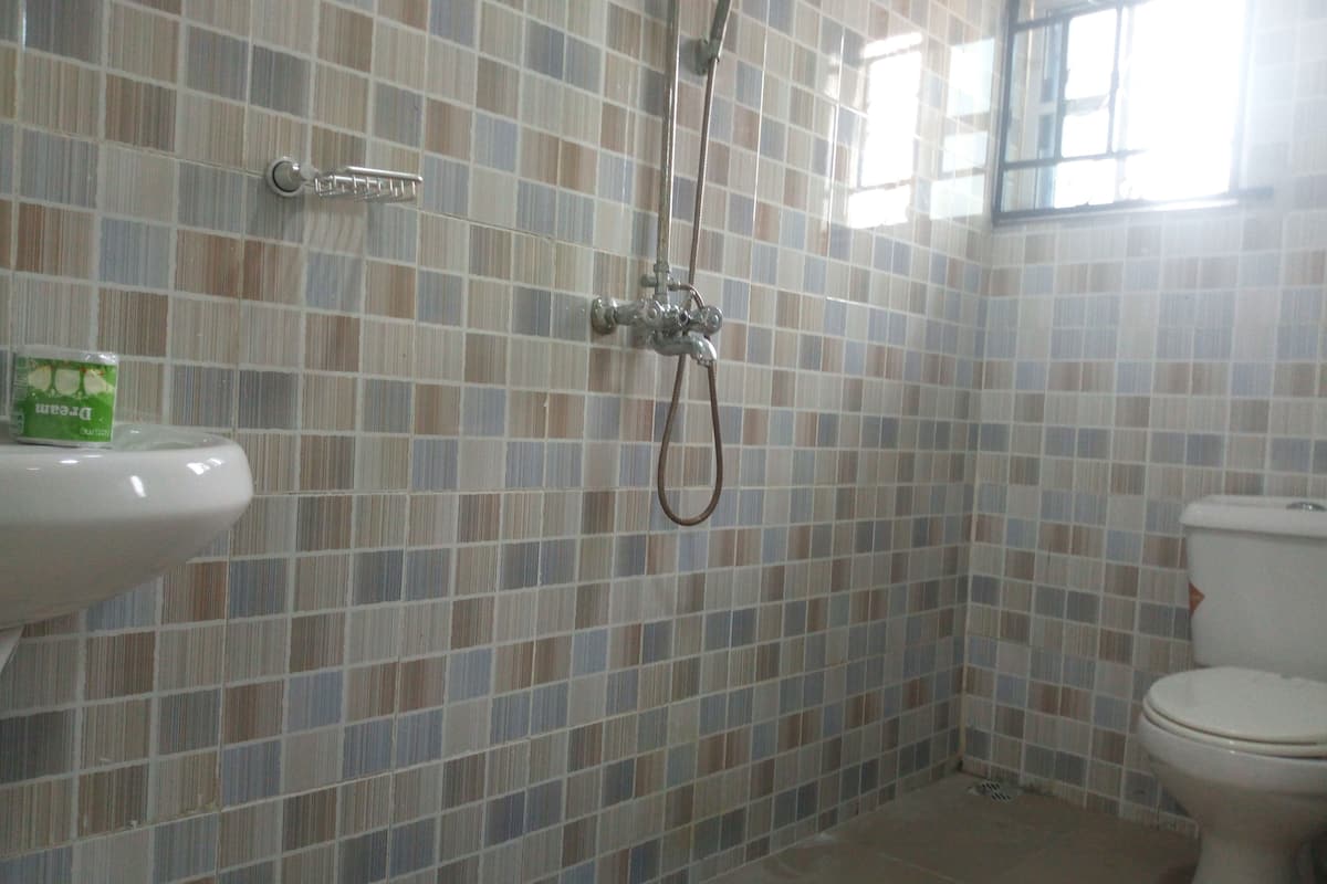 combined shower/bathtub, deep-soaking bathtub, towels