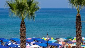 A beach with palm trees and umbrellas. - Residenza d'Epoca Olimpia (Castellabate)