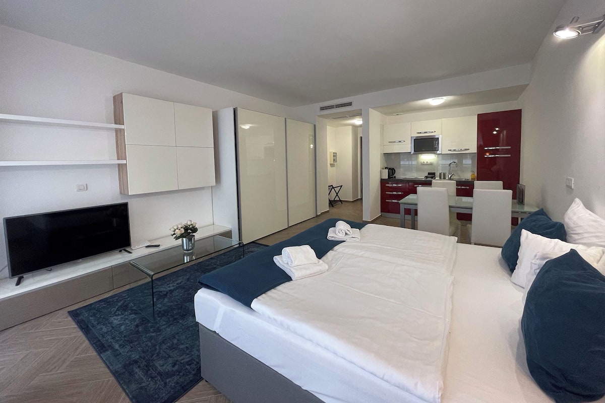 Studio Apartment 130m from main building | 1 多间卧室、客房内保险箱、遮光窗帘、隔音