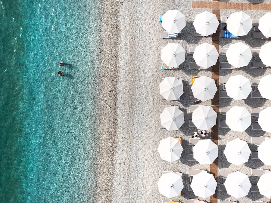 Private beach, sun loungers, beach umbrellas, beach bar