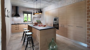 Villa, 4 Bedrooms, Private Pool (Astarea) | Private kitchen | Full-size fridge, microwave, oven, stovetop