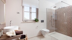 Villa, 4 Bedrooms, Private Pool (Divina) | Bathroom | Separate bathtub and shower, hair dryer, towels, toilet paper - Villa Astarea & Divina (Marcana)
