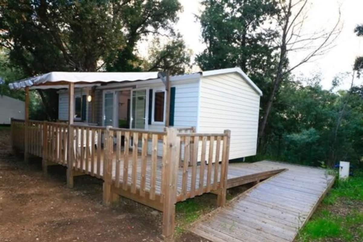 Luxe stacaravan, 2 slaapkamers, toegankelijk voor mindervaliden (Hexa Grand Confort) | Terras