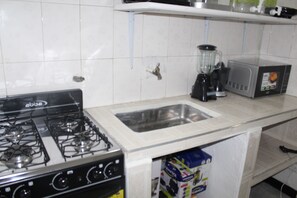 Fridge, microwave, oven, toaster