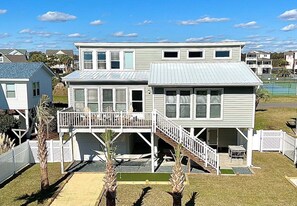 Exterior - Enjoy oceanfront views at How Sweet The Sound in Holden Beach, NC; perfect for families. (Holden Beach)