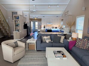 TV, books - Enjoy oceanfront views at How Sweet The Sound in Holden Beach, NC; perfect for families. (Holden Beach)