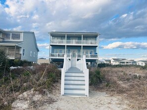 Exterior - Experience oceanfront luxury at Beaches be Crazy, Holden Beach, with 4 bedrooms and a private pool! (Holden Beach)