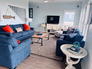 TV - Experience oceanfront luxury at Beaches be Crazy, Holden Beach, with 4 bedrooms and a private pool! (Holden Beach)