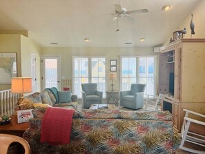 TV - Experience coastal charm at Le Tournesol in Holden Beach, a spacious 4BR retreat! (Holden Beach)