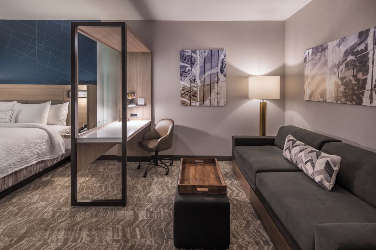 individually furnished, desk, laptop workspace, iron/ironing board