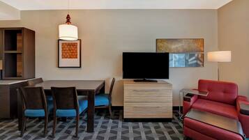 40-inch flat-screen TV with premium TV channels, TV