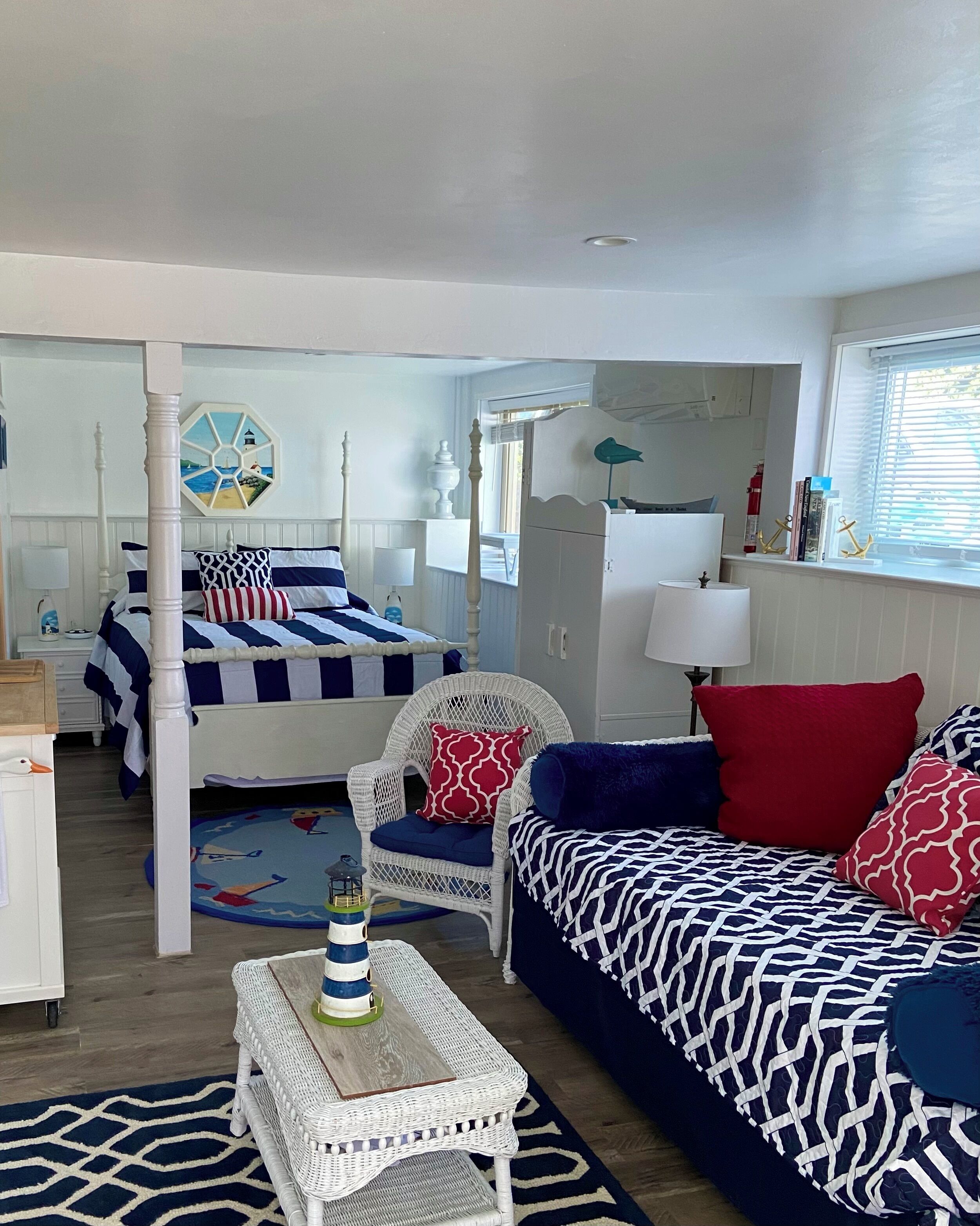 1 bedroom, desk, iron/ironing board, travel crib