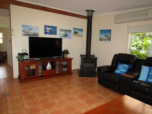 TV, video games, DVD player, video library