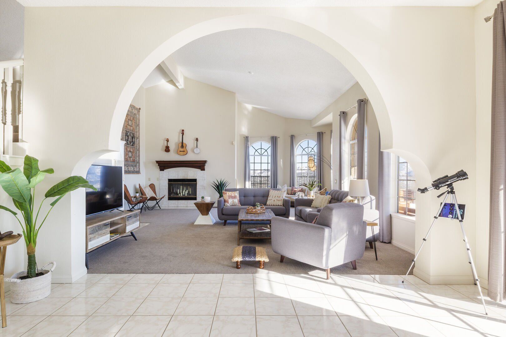 TV, fireplace, table tennis