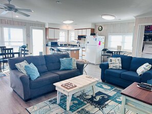 TV - Experience beachfront bliss at Sea It All in Holden Beach, NC, perfect for 6 guests. (Holden Beach)