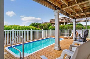 Pool - Heard the Waves beautifully maintained oceanfront home designed with vacationers in mind (Holden Beach)