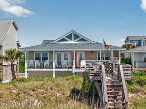 Exterior - Heard the Waves beautifully maintained oceanfront home designed with vacationers in mind (Holden Beach)