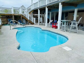 Pool - Oceanfront 5BR beach house with pool in Holden Beach, perfect for 12 guests. (Holden Beach)