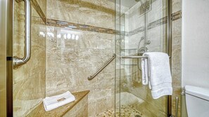 Combined shower/tub, hair dryer