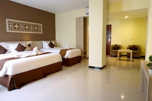 In-room safe, desk, laptop workspace, soundproofing