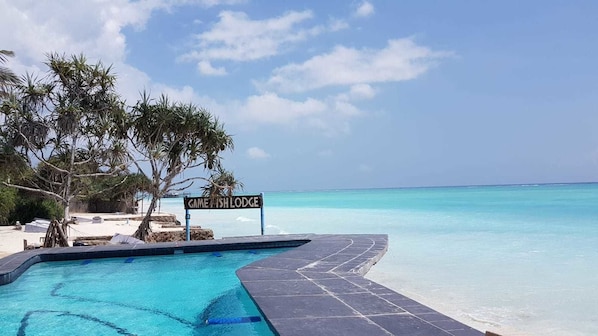 Outdoor pool, pool loungers - Game Fish Lodge (Nungwi)
