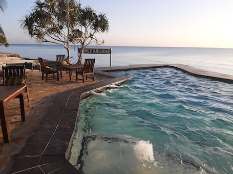 Outdoor pool, sun loungers